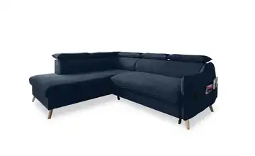 Miuform Ecksofa mit Schlaffunktion Marineblau links