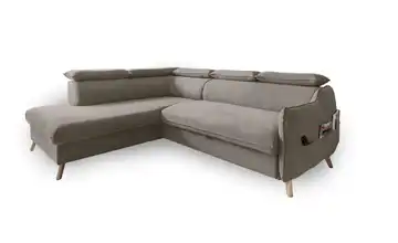 Miuform Ecksofa mit Schlaffunktion Dunkelbeige links