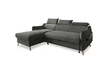 Miuform Ecksofa mit Schlaffunktion Sweet Harmony Dunkelgrau Velours links