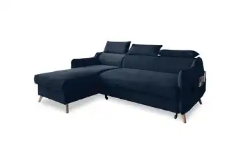 Miuform Ecksofa mit Schlaffunktion Sweet Harmony Marineblau links Velours