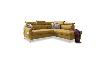 Miuform Ecksofa mit Schlaffunktion Sweet Harmony Webstoff rechts Senfgelb