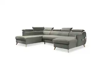 Miuform Wohnlandschaft mit Schlaffunktion Sweet Harmony Hellgrau links Velours