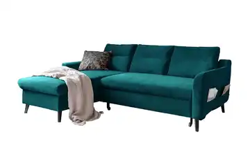 Miuform Ecksofa mit Schlaffunktion Stylish Stan Türkis/Petrol links