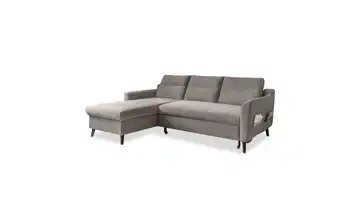 Miuform Ecksofa mit Schlaffunktion Stylish Stan Dunkelbeige links