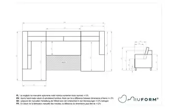 Miuform Wohnlandschaften mit Funktion Dunkelbeige links