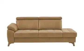 meinSofa Recamiére Chloris Zimt links Grundfunktion Mikrofaser in Leder-Optik