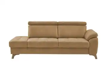 meinSofa Recamiére Chloris Zimt rechts Grundfunktion Mikrofaser in Leder-Optik