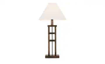 KHG Tischlampe Holz mit weißem Stoffschirm