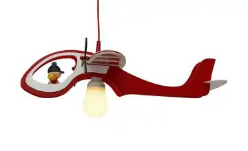 Pendelleuchte Flugzeug Holz rot, weiß
