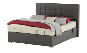 vanDoorn Motor-Boxspringbett mit Bettkasten Ohio Mikrofaser in Leder-Optik H4 160 cm silberfarben Anthrazit