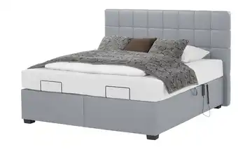 vanDoorn Motor-Boxspringbett mit Bettkasten Ohio Kunstleder H3 160 cm Schwarz Silbergrau