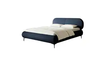 Selsey Polsterbett Ovalle mit Bettkasten Schwarz Marineblau Webstoff 180x200 cm