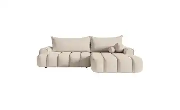 Selsey Ecksofa mit Schlaffunktion Dandelino Greige rechts Samt