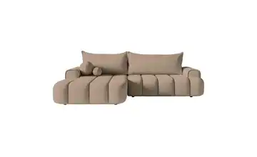 Selsey Ecksofa mit Schlaffunktion Dandelino Dunkelbeige links Samt