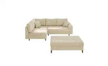 Ecksofa mit Hocker Beige