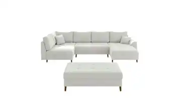 Wohnlandschaft mit Hocker Weiß rechts