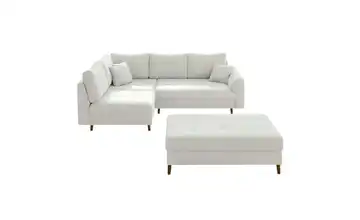 Ecksofa mit Hocker Weiß