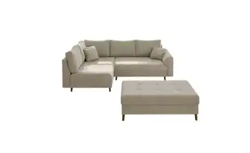 Ecksofa mit Hocker Beige