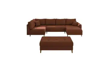 Wohnlandschaft mit Hocker Terracotta