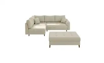 Ecksofa mit Hocker Beige