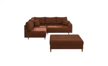 Ecksofa mit Hocker Terracotta