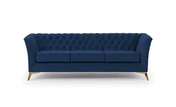 S-STYLE Chesterfield Einzelsofa Wilhelm Goldfarben Marineblau