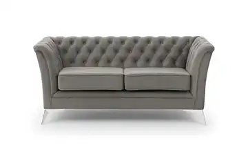 S-STYLE Chesterfield Einzelsofa Wilhelm verchromt Grau