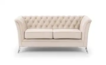 S-STYLE Chesterfield Einzelsofa Wilhelm verchromt Beige
