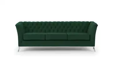 S-STYLE Chesterfield Einzelsofa Wilhelm verchromt Flaschengrün