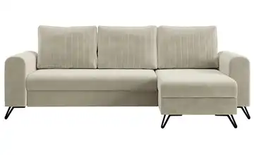 Ecksofa Beige Ecksofa Beige Velvet Beige