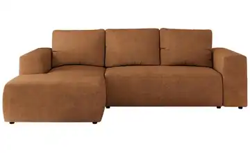 Ecksofa Beige mit Schlaffunktion Trentino Orange Webstoff links
