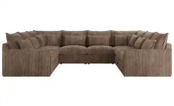 Wohnlandschaft Veroso Braun Cordstoff grob