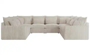 Wohnlandschaft Veroso Hellbeige Cordstoff grob