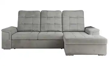 Ecksofa mit Schlaffunktion Madrito rechts Velours Hellgrau