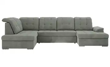 Wohnlandschaft mit Schlaffunktion Madrito Webstoff links Grau