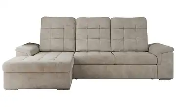 Ecksofa mit Schlaffunktion Madrito links Webstoff Beige