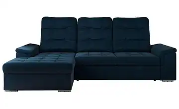Ecksofa mit Schlaffunktion Madrito links Velours Dunkelblau