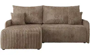 Ecksofa mit Schlaffunktion Arpa Cordstoff grob Braun links