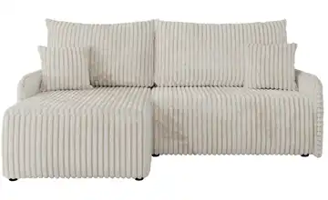 Ecksofa mit Schlaffunktion Arpa Cordstoff grob Creme links