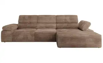 Ecksofa Cordstoff grob rechts Braun