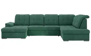 Wohnlandschaft mit Schlaffunktion Madrito rechts Webstoff Grün