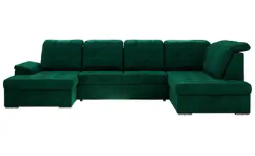 Wohnlandschaft mit Schlaffunktion Madrito Velours rechts Flaschengrün