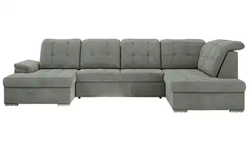 Wohnlandschaft mit Schlaffunktion Madrito Webstoff rechts Grau