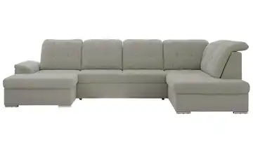 Wohnlandschaft mit Schlaffunktion Madrito Webstoff rechts Elefantengrau