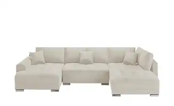 Wohnlandschaft mit Schlaffunktion Lemie Mikrofaser Beige links