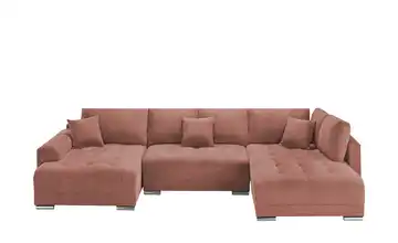 Wohnlandschaft mit Schlaffunktion Lemie Mikrofaser Rot links