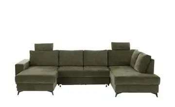 uno Wohnlandschaft mit Schlaffunktion Salamanca rechts Moosgrün