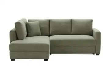 bobb Ecksofa mit Boxspringpolsterung Lisa de Luxe Grün links Flachgewebe fein