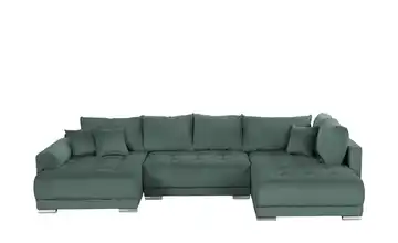 Wohnlandschaft mit Schlaffunktion Lemie Cordstoff Olivgrün links