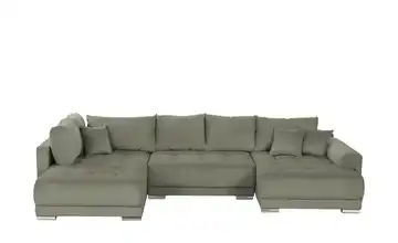 Wohnlandschaft mit Schlaffunktion Lemie Cordstoff Grün rechts